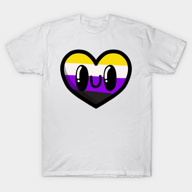 Cute heart with non-binary flag colors T-Shirt by Teeger Apparel